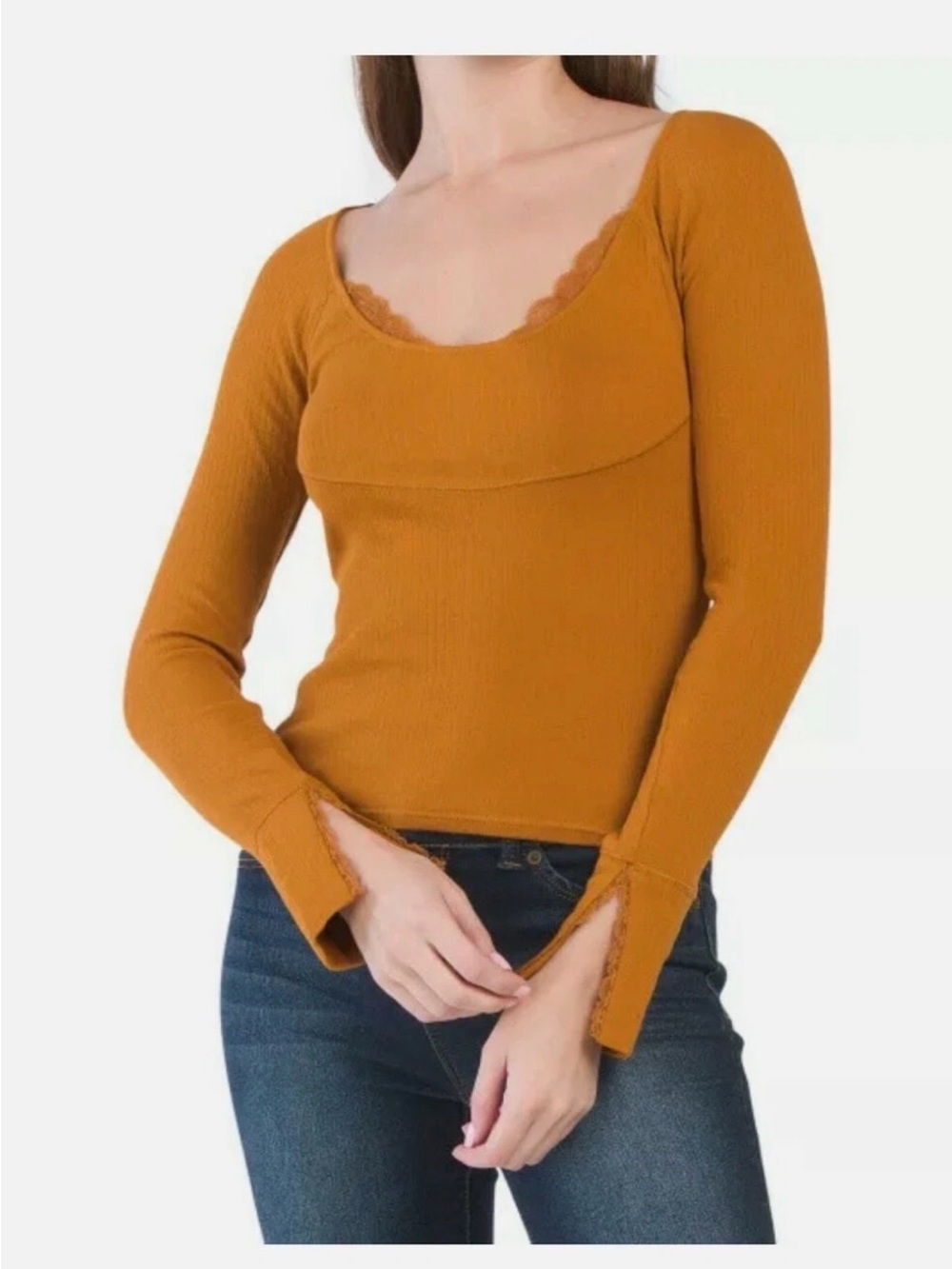 Free People Bit Of Lace Top in Autumn Pearl - NWT - Picture 5 of 8
